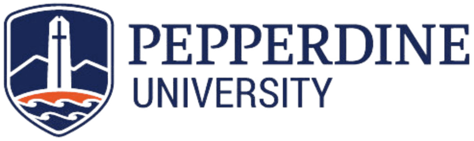 Untitled-design-3 Pepperdine University logo with shield showing a stylized tower, mountains, waves, and the words Pepperdine University in bold blue letters—reflecting its scenic Malibu setting known for excellence in therapy in Malibu.